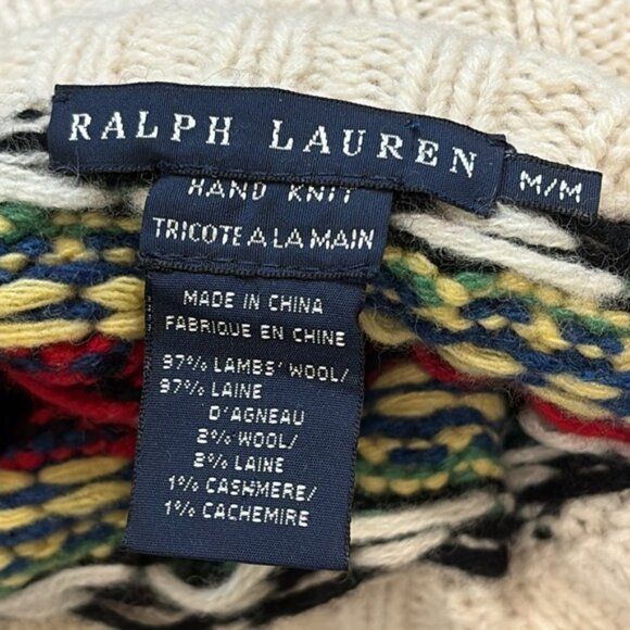 Ralph Lauren Vintage Fair Isle Hand Knit Tricote A La Main Wool Sweater Medium - Picture 9 of 10